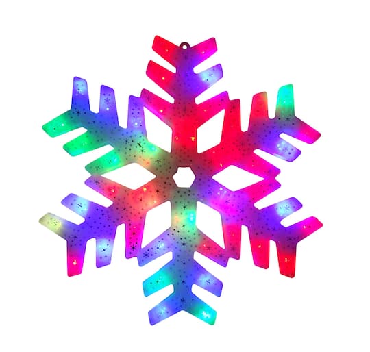 15&#x22; LED Color Changing Christmas Snowflake Window Silhouette